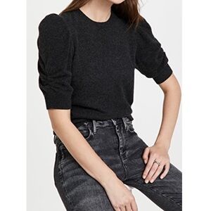 FRAME Charcoal Cashmere Puff Sleeve Sweater